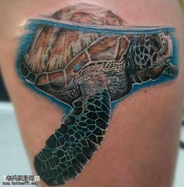 腿部乌龟纹身图案