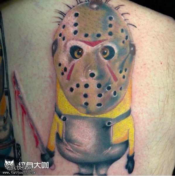 背部杀人面具纹身图案