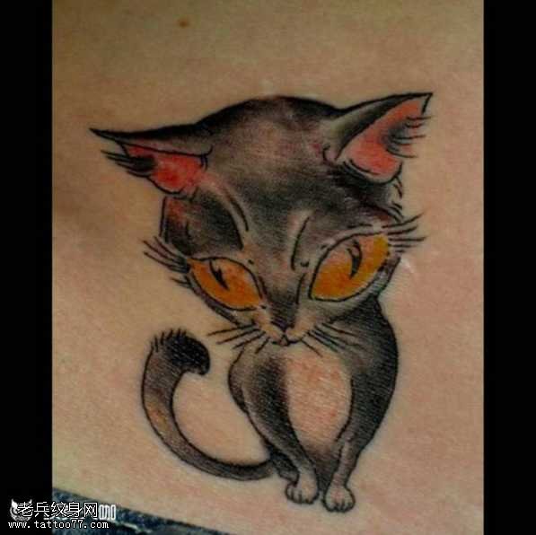 腰部猫咪纹身图案