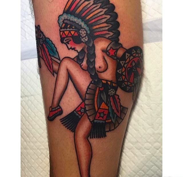 漂亮的传统风格女孩纹身图案来自贾克琳