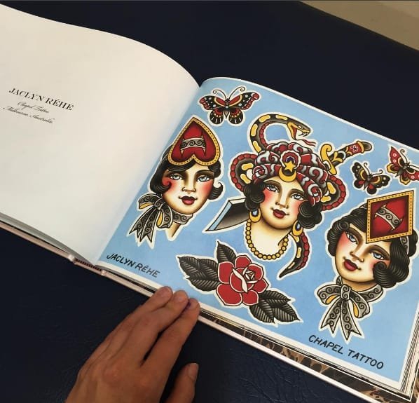 漂亮的传统风格女孩纹身图案来自贾克琳