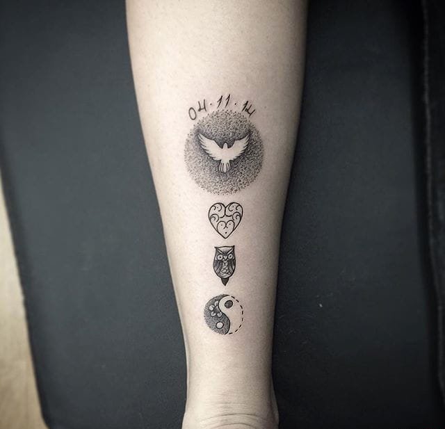 神奇的黑色极简主义风格纹身图案