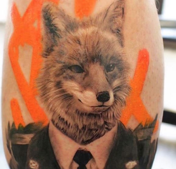 现实主义风格动物肖像纹身图案来自阿什·海厄姆