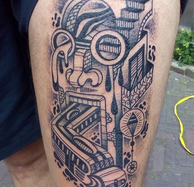 抽象的黑色点刺纹身图案来自马塞洛