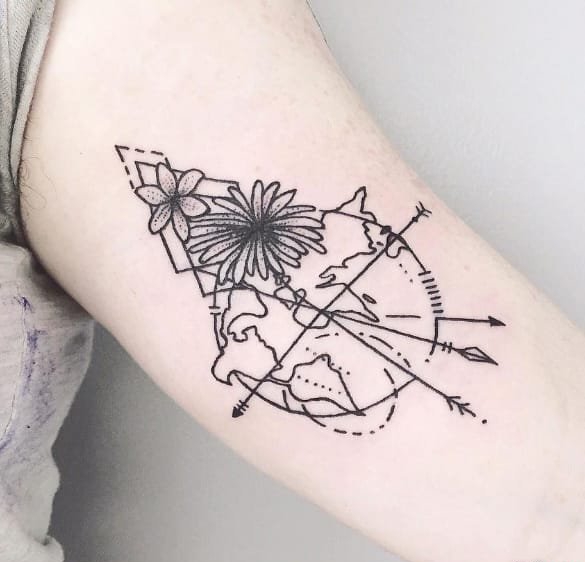 个性的地图纹身图案