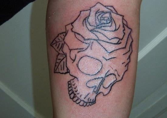 手臂上的各种风格骷髅头纹身图案