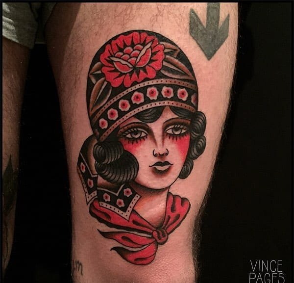 大胆的经典的传统风格纹身图案来自文斯