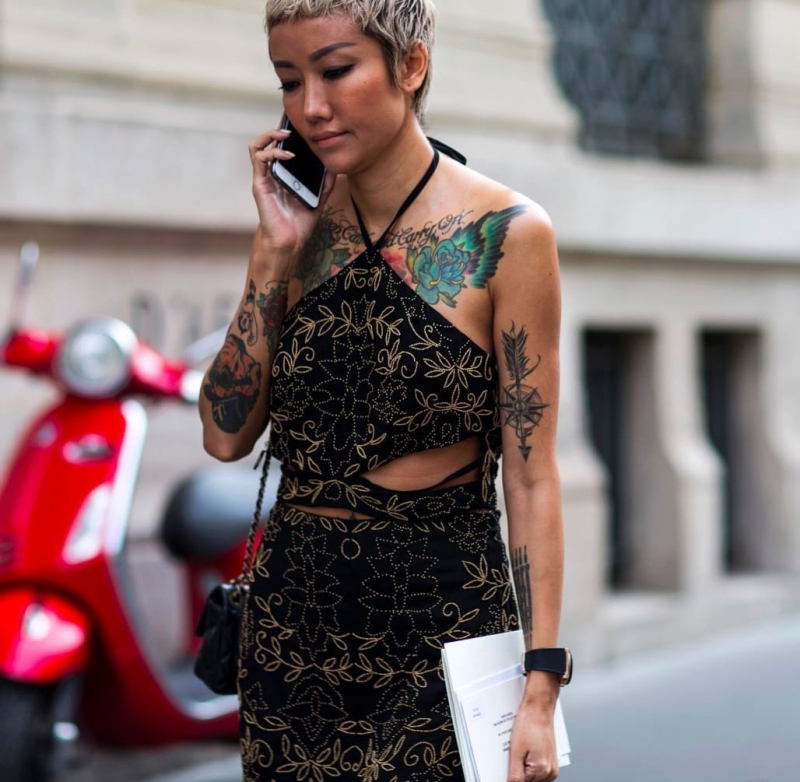 欧美时装周上时尚的模特和他们身上漂亮的纹身图案+++男,时尚,欧美,女