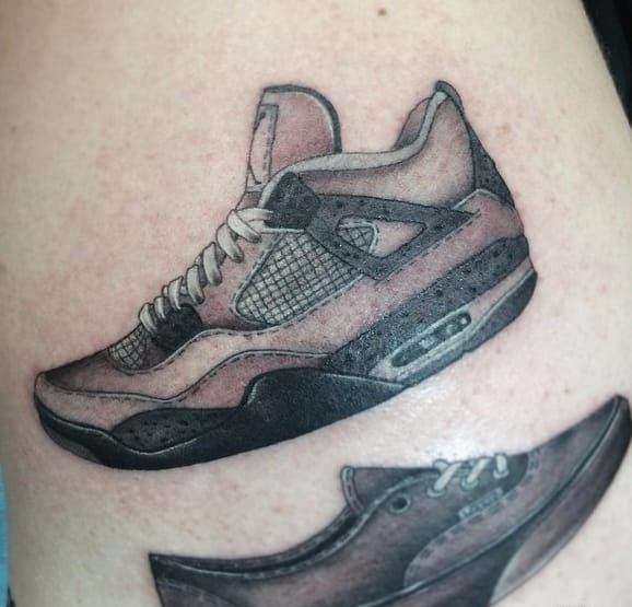 腿部帅气运动鞋纹身图案来自丹史密斯