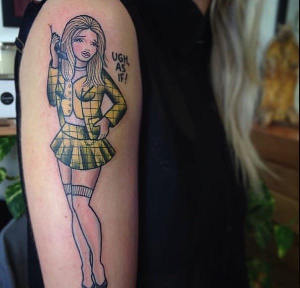 小腿和背部古怪的虚构人物肖像纹身图案来自冬青埃利斯