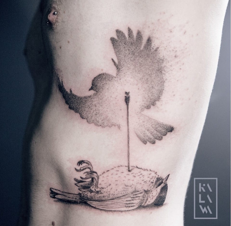 多款微妙的黑色点刺纹身图案