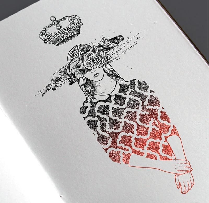 多款微妙的黑色点刺纹身图案