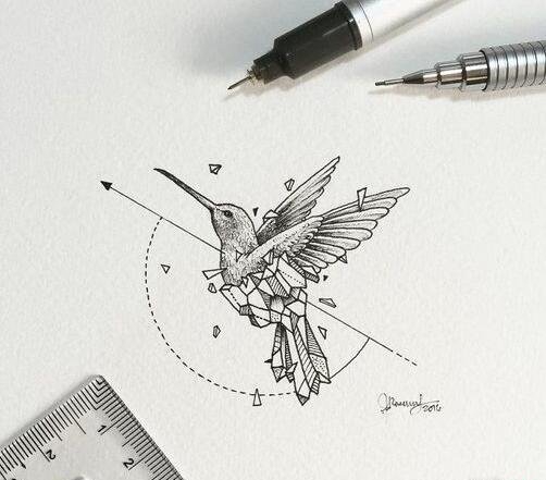 精美动物与几何图形纹身手稿来自卢娜