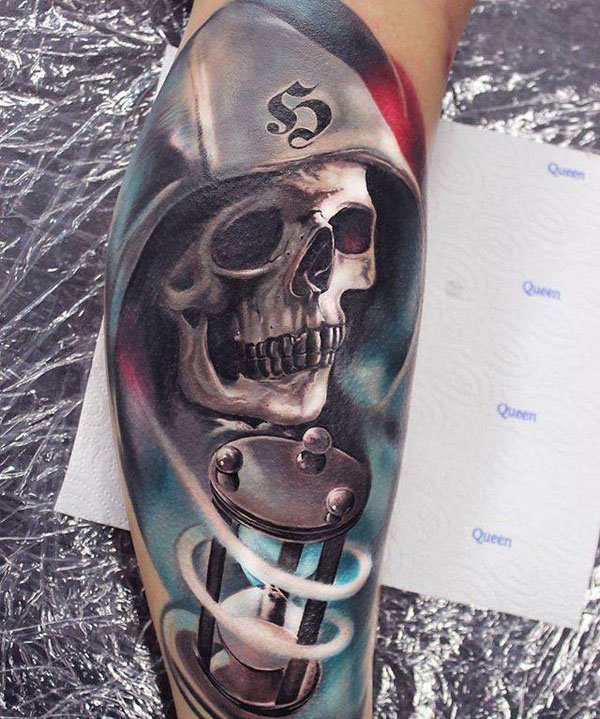 恐怖而霸气的骷髅头纹身图案