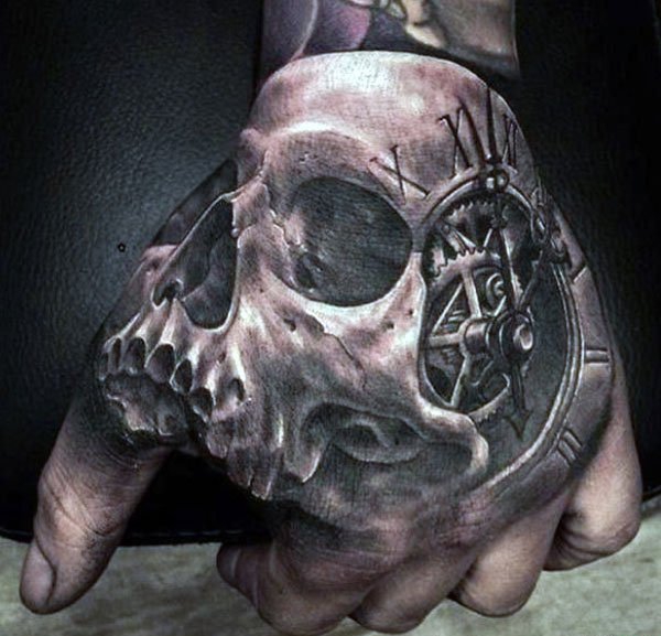 恐怖而霸气的骷髅头纹身图案