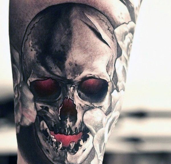 恐怖而霸气的骷髅头纹身图案
