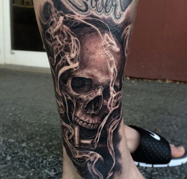 恐怖而霸气的骷髅头纹身图案