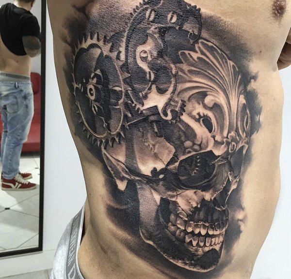 恐怖而霸气的骷髅头纹身图案