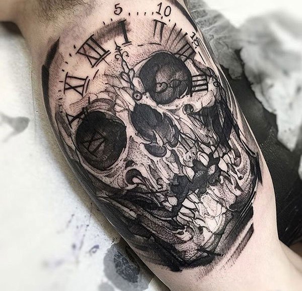 恐怖而霸气的骷髅头纹身图案