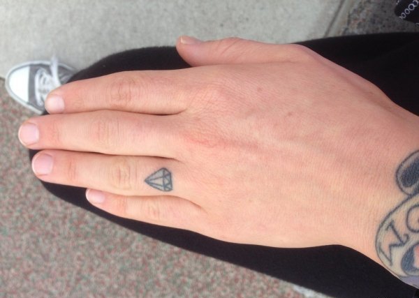 情侣手指关节上简单的匹配的纹身图案