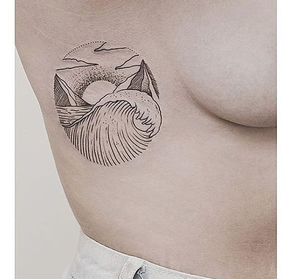 微观场景的黑色点刺纹身图案