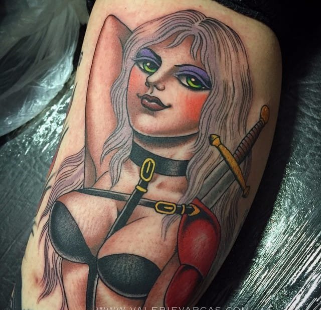 优秀的传统彩色纹身图案作品来自瓦莱丽