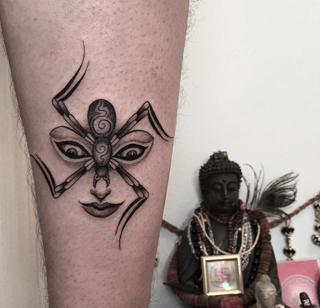 让人感觉神秘的黑色风格动物和人物肖像纹身图案