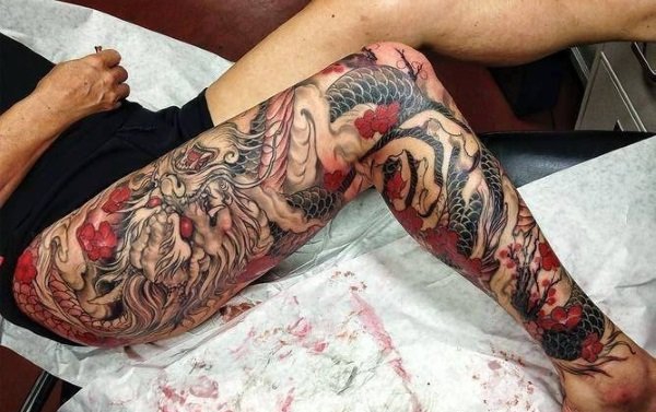 15款漂亮的花腿纹身图案