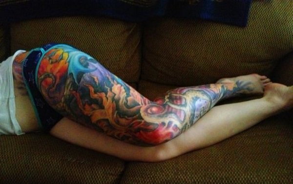 15款漂亮的花腿纹身图案