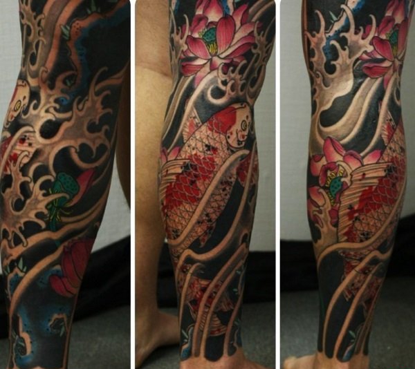 15款漂亮的花腿纹身图案