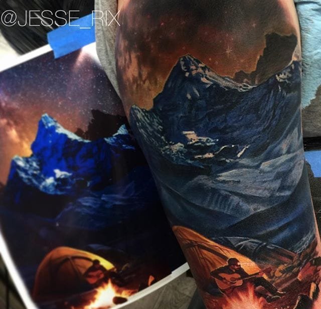 各种式样漂亮的山林风景图案纹身