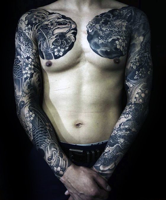 多款男性日本风格全甲纹身图案