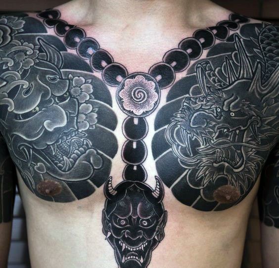 多款男性日本风格全甲纹身图案