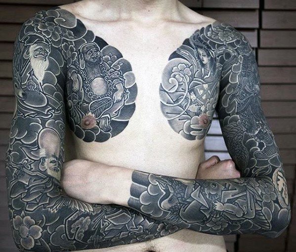 多款男性日本风格全甲纹身图案