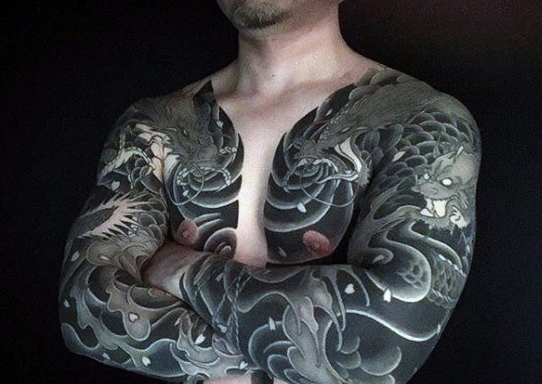 多款男性日本风格全甲纹身图案