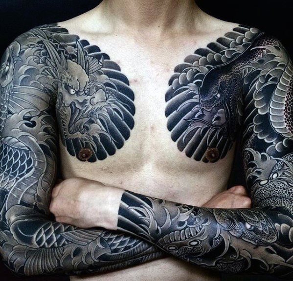多款男性日本风格全甲纹身图案