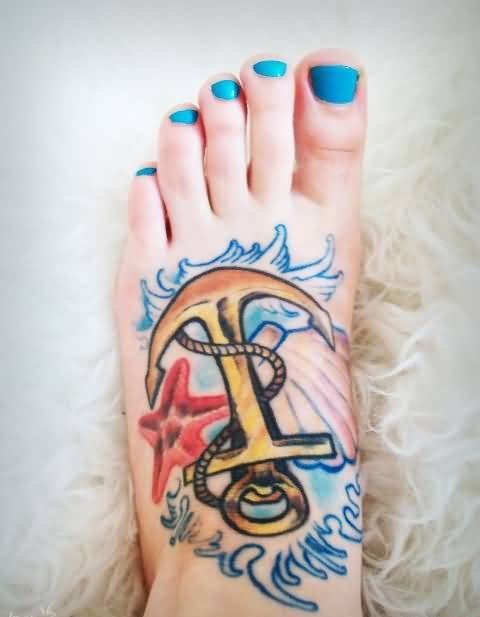 多款漂亮的海星和船锚纹身图案