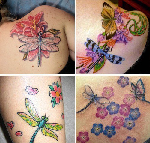 女人身上漂亮的蜻蜓纹身图案缩略频道推荐图