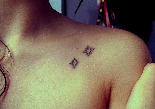 女生喜爱的小清新星形纹身图案