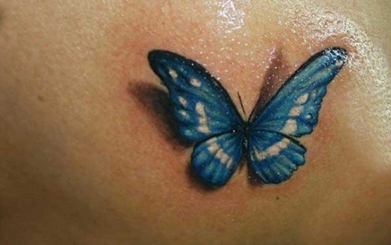 女性喜欢的漂亮的3D立体蝴蝶纹身图案