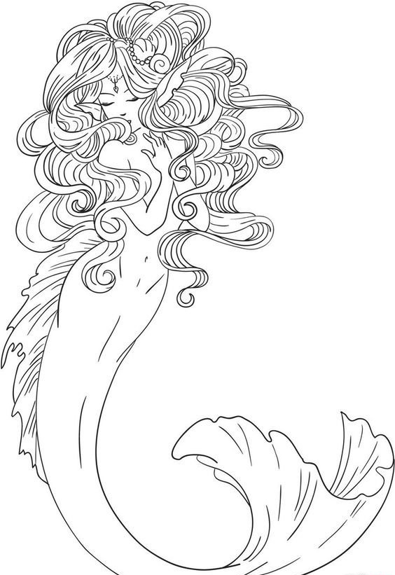 美丽的美人鱼纹身图案手稿