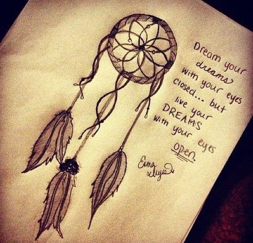 漂亮的黑灰色捕梦网纹身图案手稿