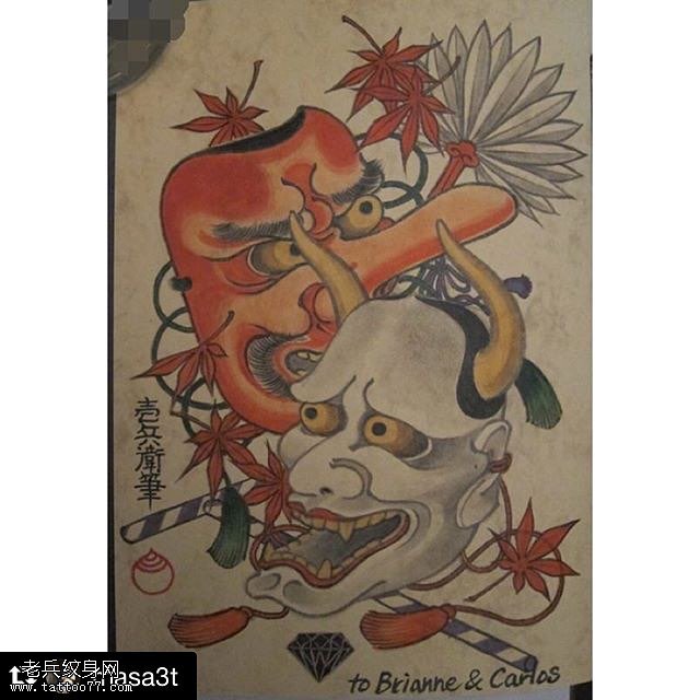 推荐一款日式般若 天狗纹身手稿素材