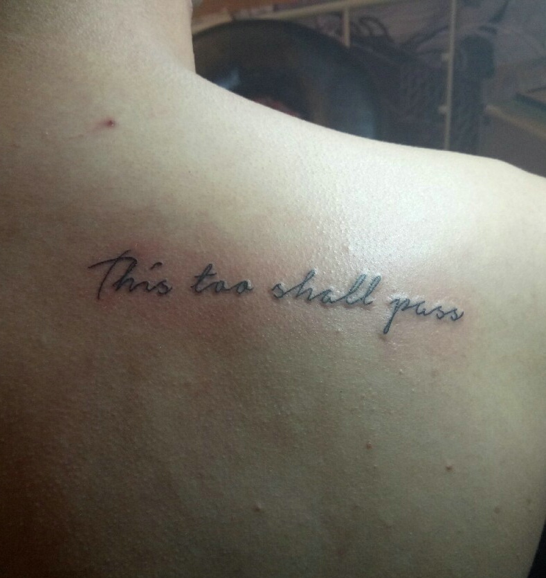 后背小清新英文纹身图案很自然