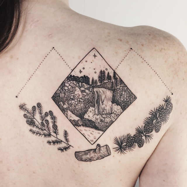 一组超级完美的线条与几何纹身图案