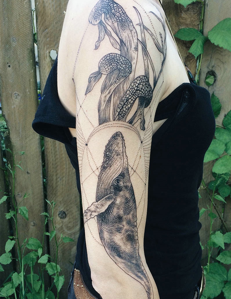 一组超级完美的线条与几何纹身图案