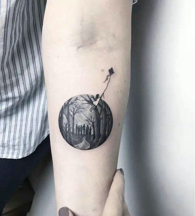 手臂个性时尚几何纹身图案