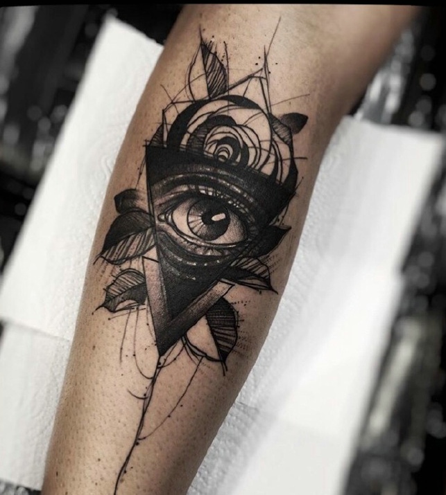 一组艺术感十足的水墨手臂纹身图案