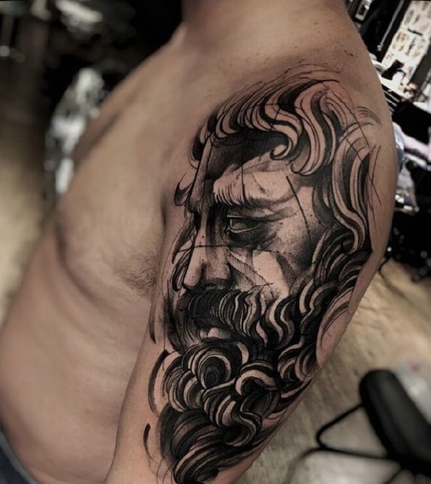 一组艺术感十足的水墨手臂纹身图案