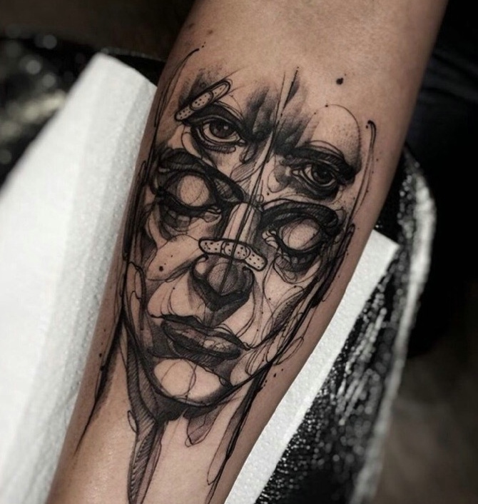 一组艺术感十足的水墨手臂纹身图案